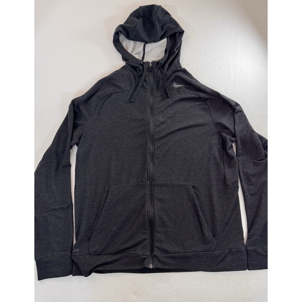 Nike Pro Training Mens Full Zip Hoodie Black Large Dri-FIT Rayon Blend Mock Neck